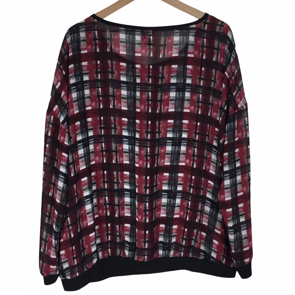 Torrid Top Blouse Pullover Plaid Grid Stripe Shee… - image 4